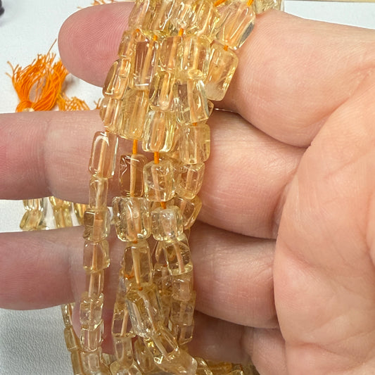 Citrine rectangle beads approx. 4x6 16" long No Treatments