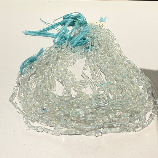 Natural Aquamarine Smooth rectangle beads approx. 5x7 16" strands