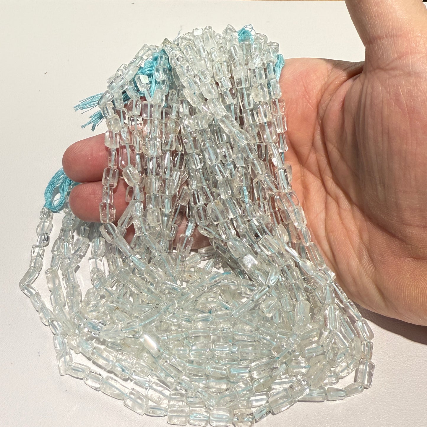 Natural Aquamarine Smooth rectangle beads approx. 5x7 16" strands