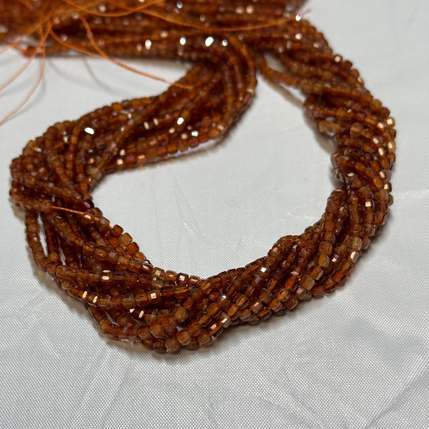Assorted gemstone Faceted Cube Beads 2 mm.