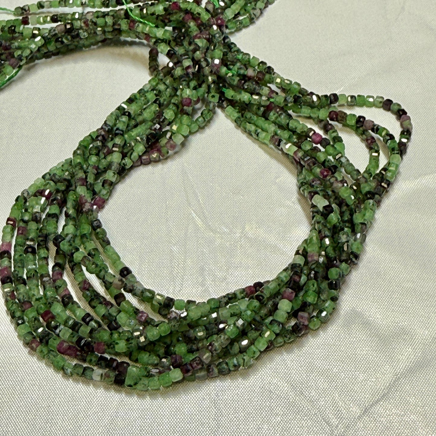 Assorted gemstone Faceted Cube Beads 2 mm.