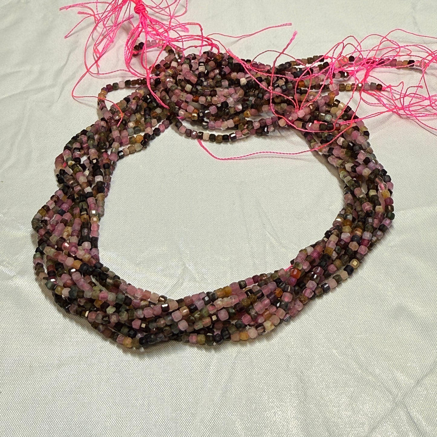 Assorted gemstone Faceted Cube Beads 2 mm.