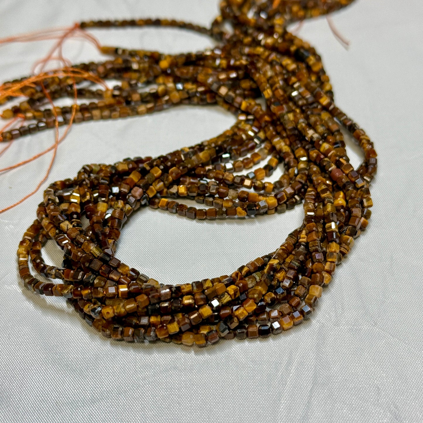 Assorted gemstone Faceted Cube Beads 2 mm.