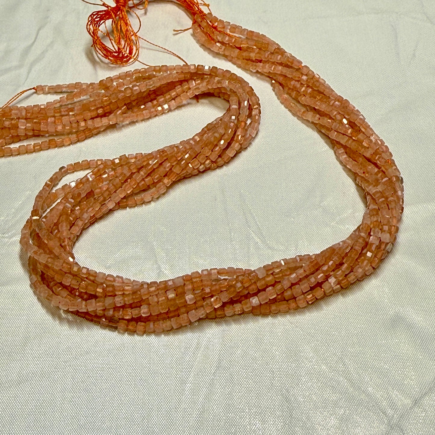 Assorted gemstone Faceted Cube Beads 2 mm.