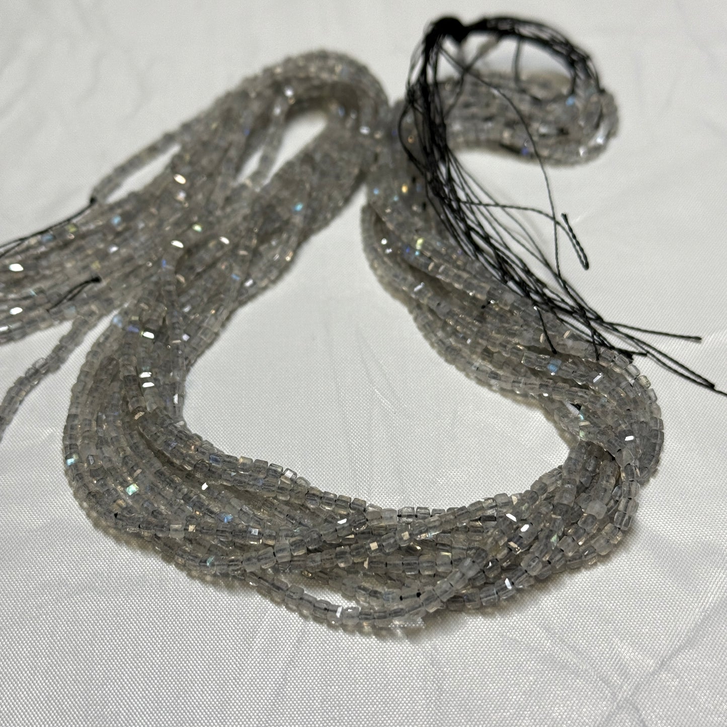 Assorted gemstone Faceted Cube Beads 2 mm.