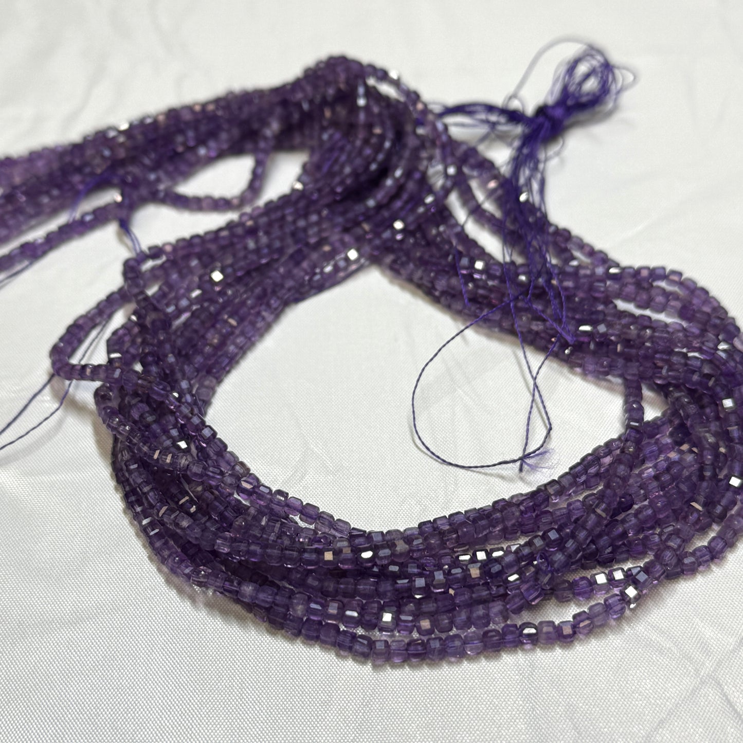 Assorted gemstone Faceted Cube Beads 2 mm.