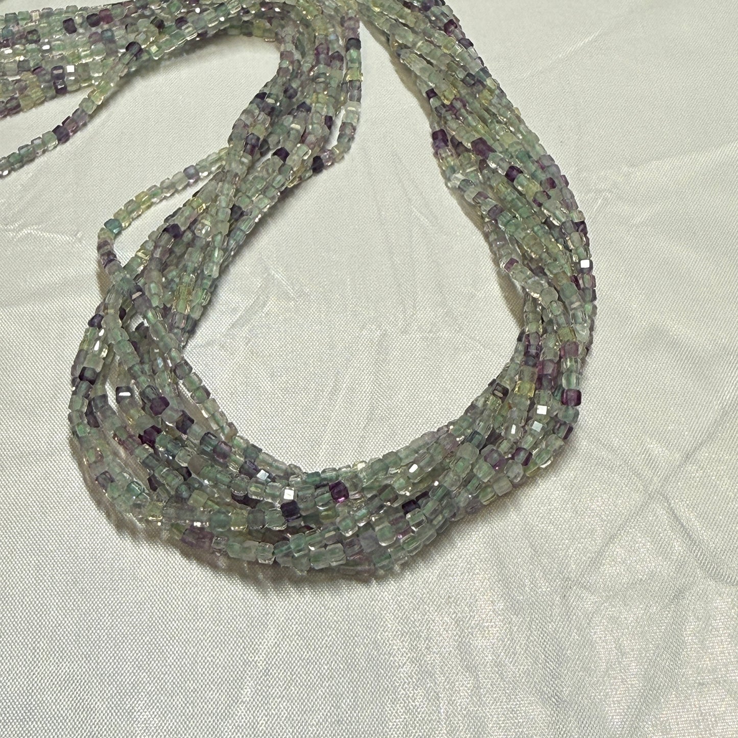 Assorted gemstone Faceted Cube Beads 2 mm.