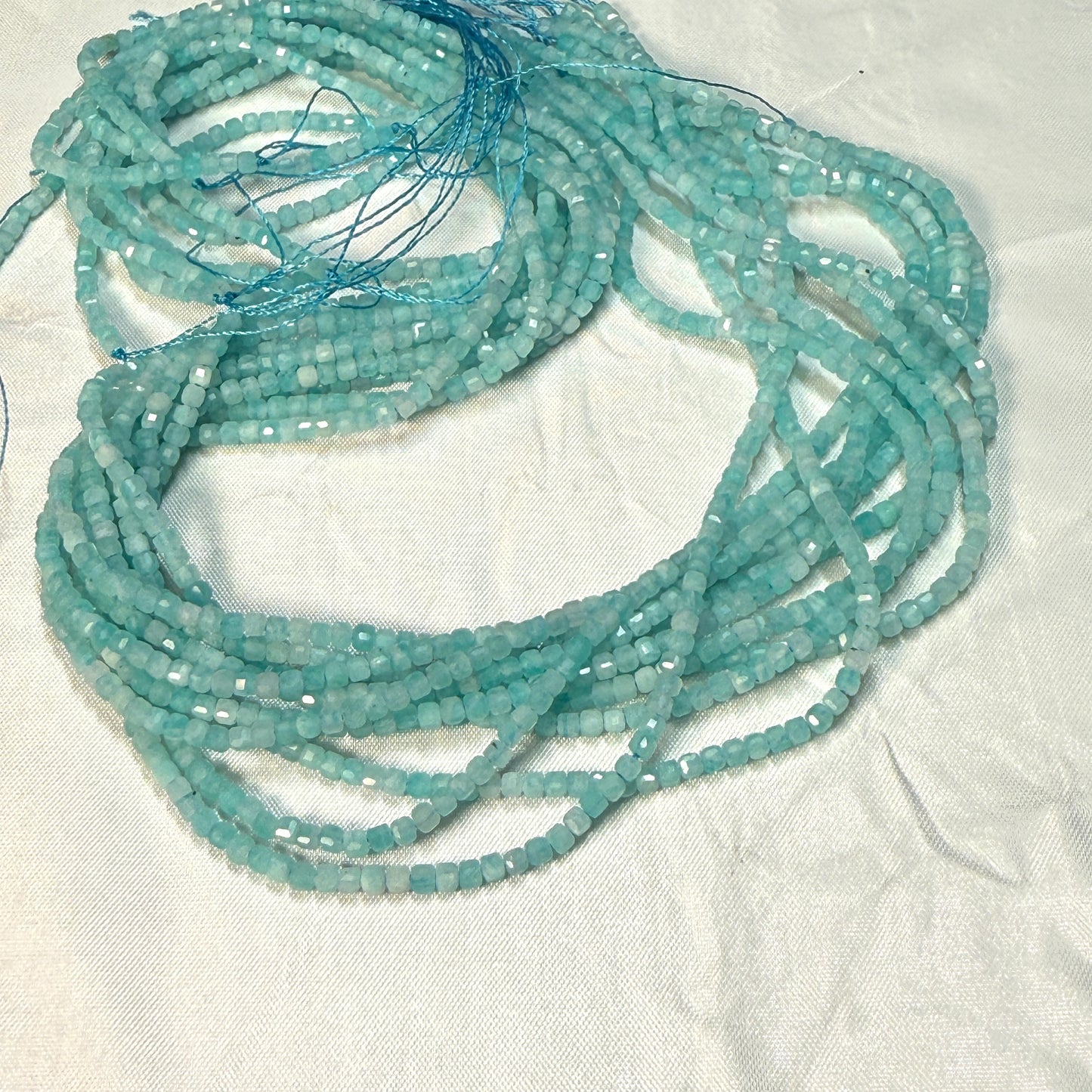 Assorted gemstone Faceted Cube Beads 2 mm.