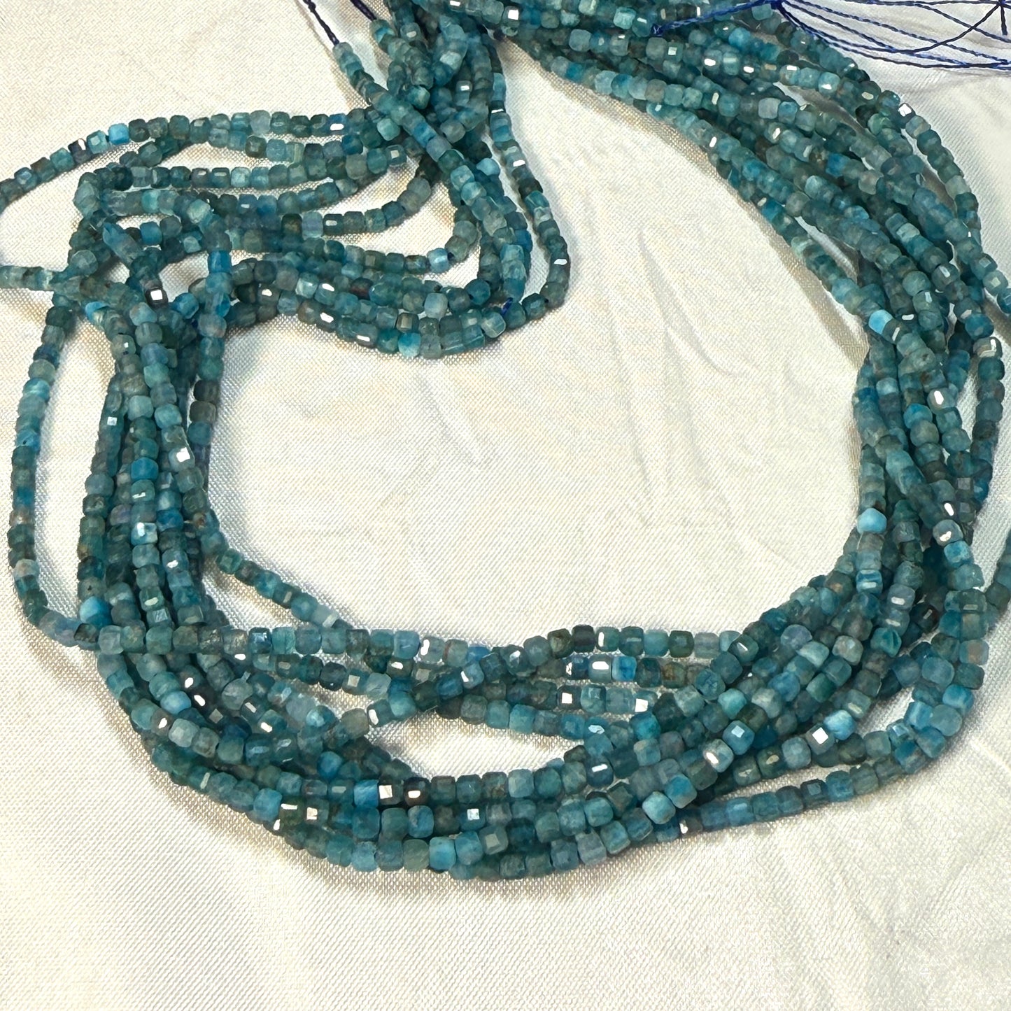 Assorted gemstone Faceted Cube Beads 2 mm.