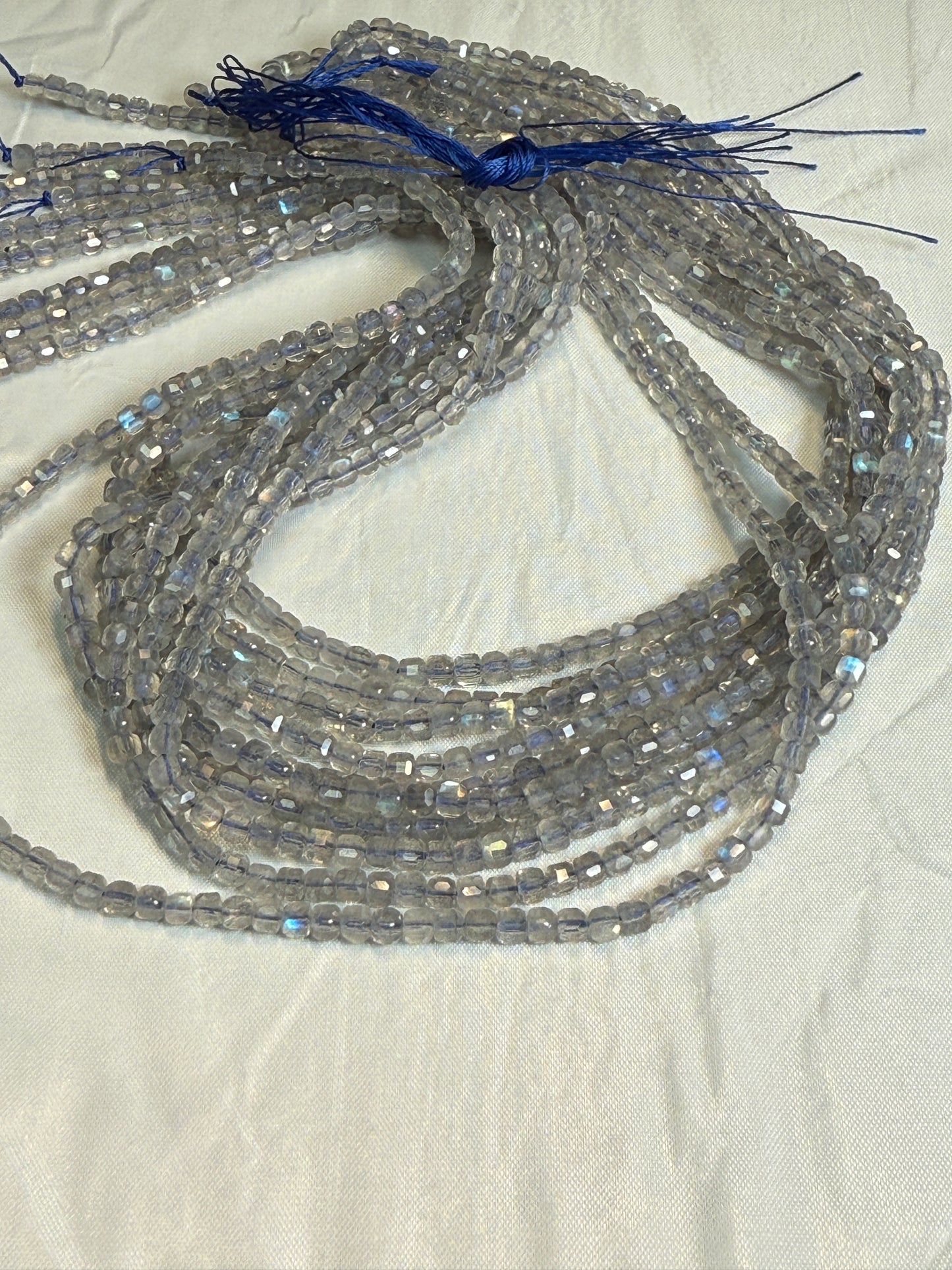 Assorted gemstone Faceted Cube Beads 3 mm  16"