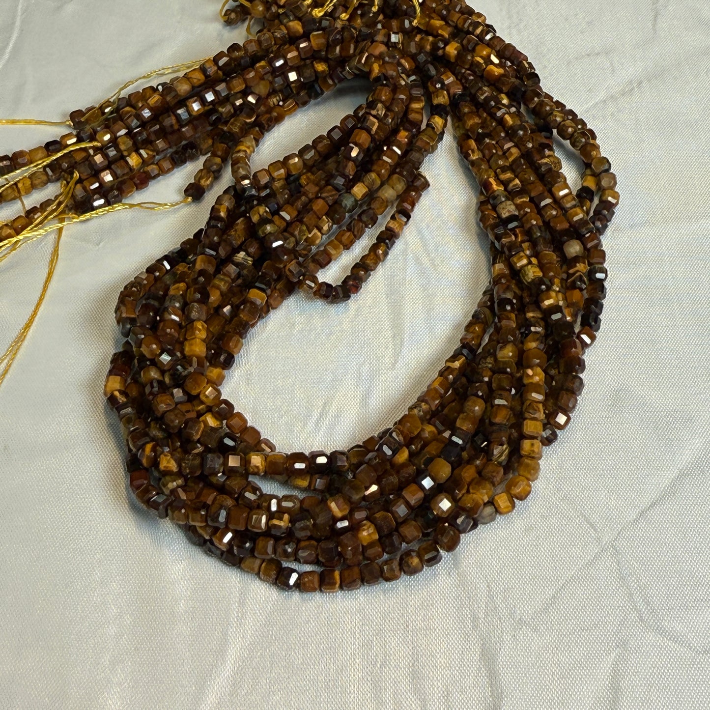 Assorted gemstone Faceted Cube Beads 3 mm  16"