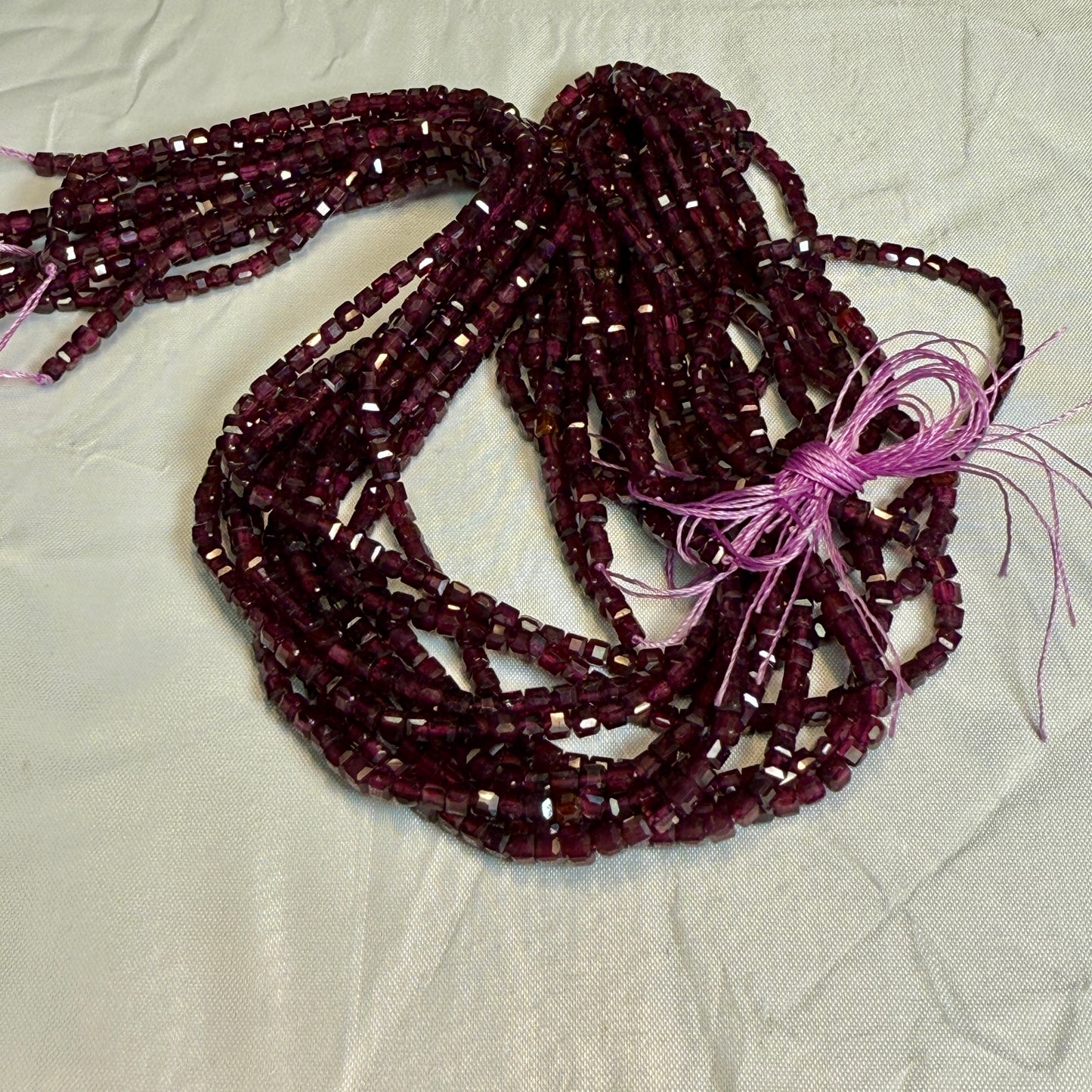 Assorted gemstone Faceted Cube Beads 3 mm  16"
