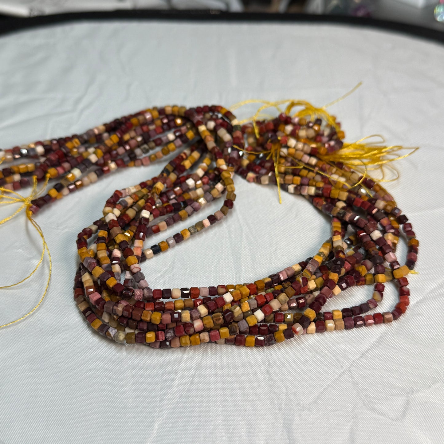 Assorted gemstone Faceted Cube Beads 3 mm  16"
