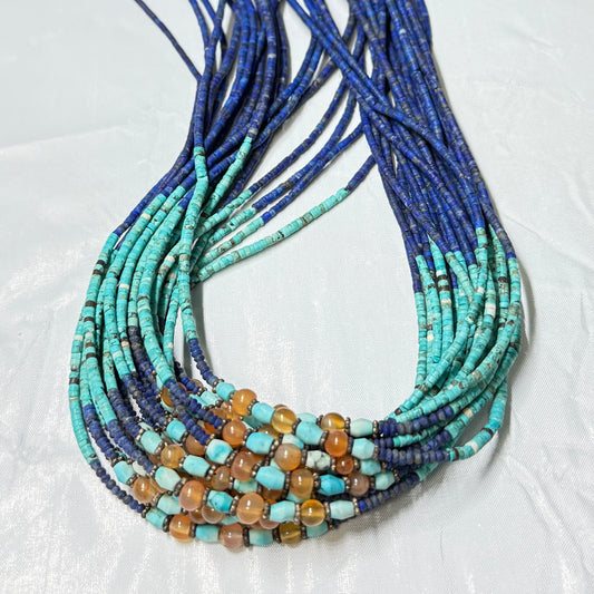 Southwest Lapis, Turquoise, Carnelian Necklaces 16"