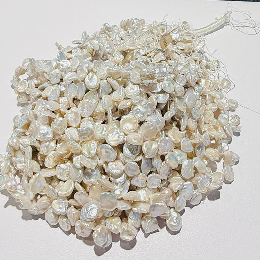 White Keshi "Cornflake" Pearls!  AAA quality! 10-14mm  16" Strands