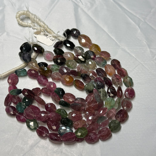 Tourmaline Faceted Ovals about 8x12 mm  16" strands