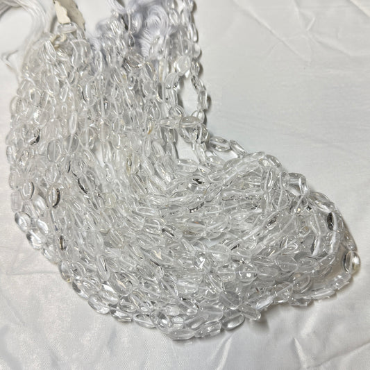 Natural "Ice" Clear Quartz 6x9 flat oval beads 16" strands