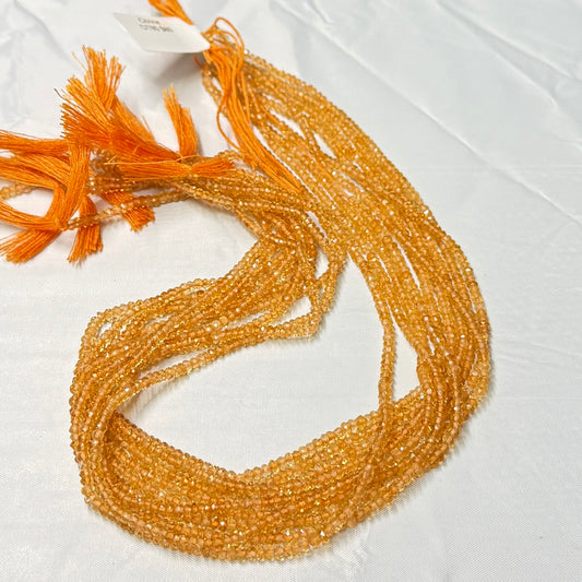 Citrine 3mm faceted roundels, Top Quality 16" strands