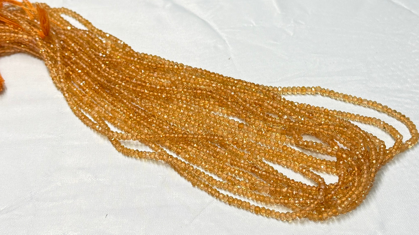 Citrine 3mm faceted roundels, Top Quality 16" strands