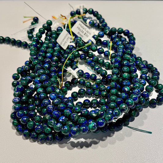 Malachite/Lapis Beads 8 mm 16" strands