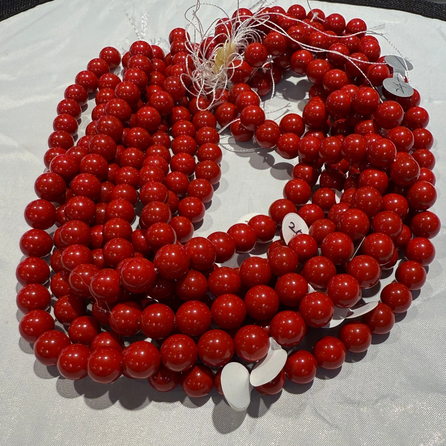 Oxblood Red Mother of Pearl Round Beads 10 mm  16" strands