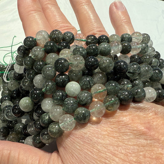 Green Rutile Quartz 8 mm 16" strands