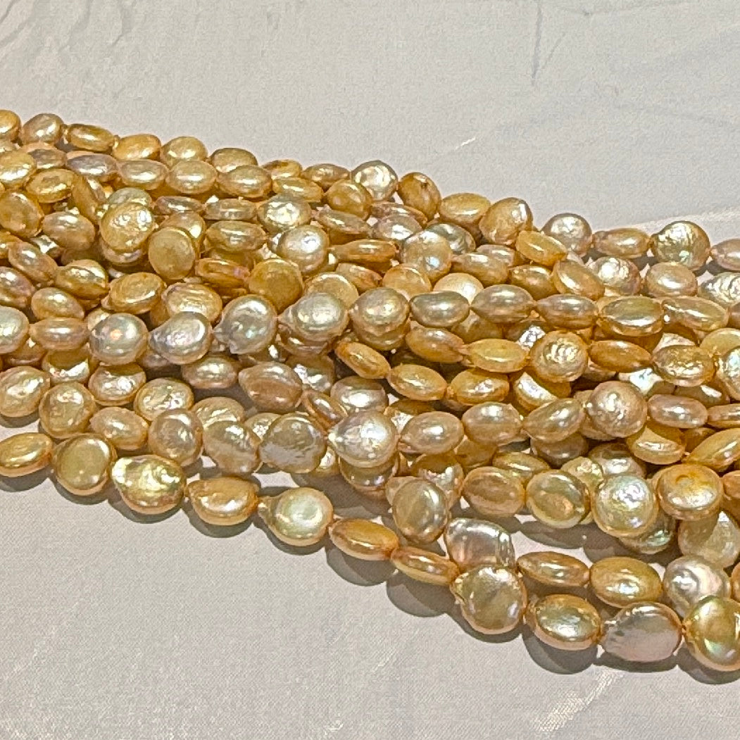 Coin Pearls light gold color 9 mm 16" strands