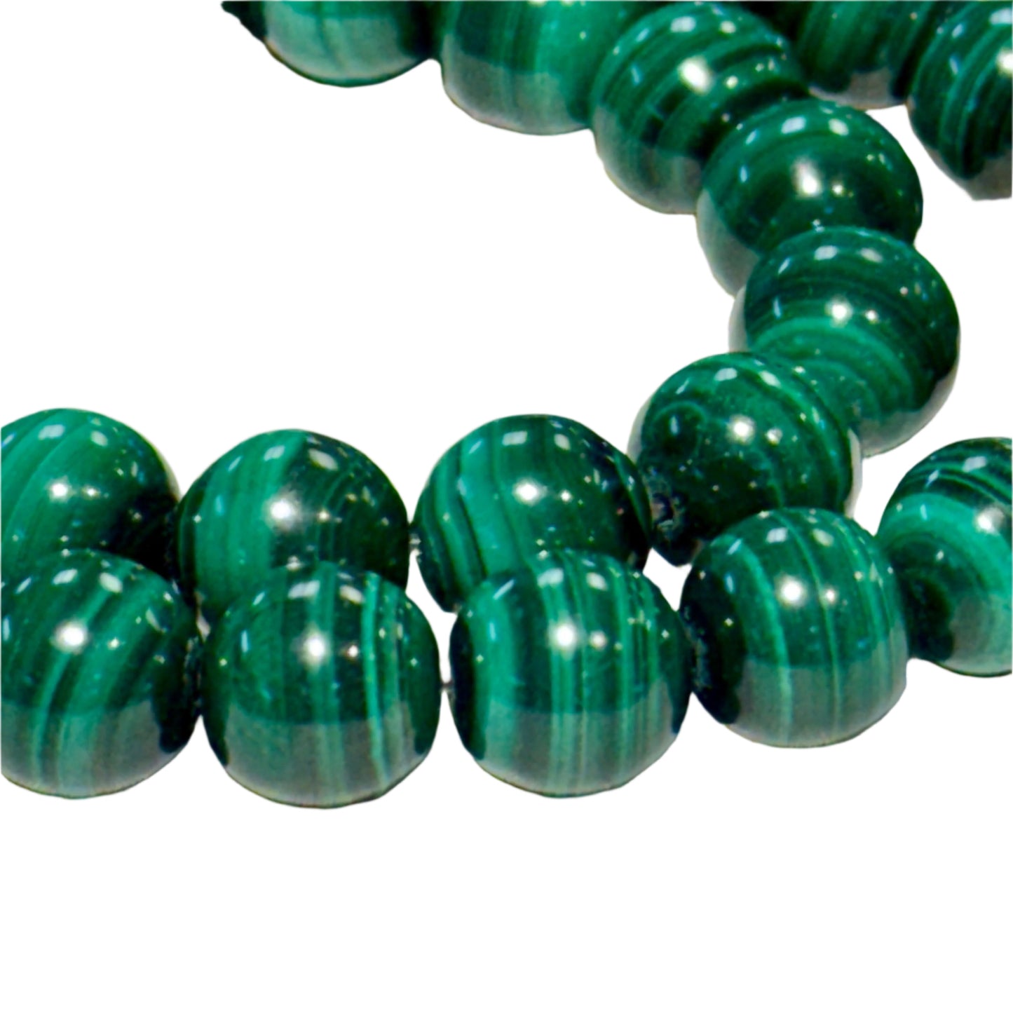 Malachite round AAA quality 10 mm 15" strands