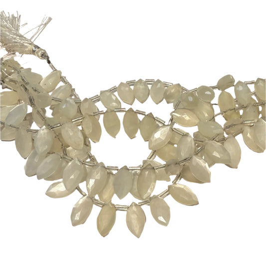 Moonstone faceted white marquise briolettes approx 7"  AAA quality lots of flash!
