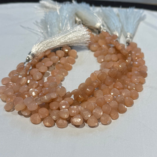 Peach Moonstone faceted briolettes approx 7" AAA quality!