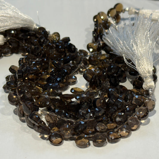 Smokey Quartz Briolettes faceted approx 7"