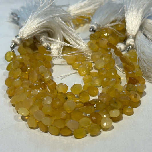 Yellow Opal Faceted Briolettes approx 7" strands