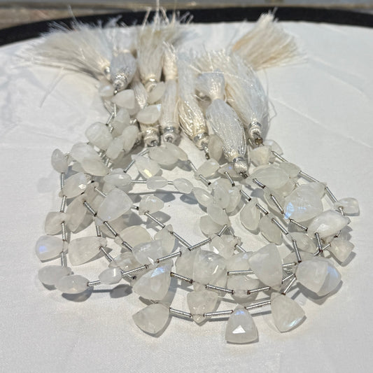 Moonstone Faceted Triangles approx 7" strands, lots of flash!