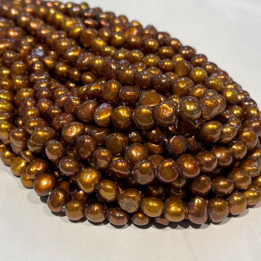 Chocolate "Potato" Pearl approx 10mm 16" Enhanced Color