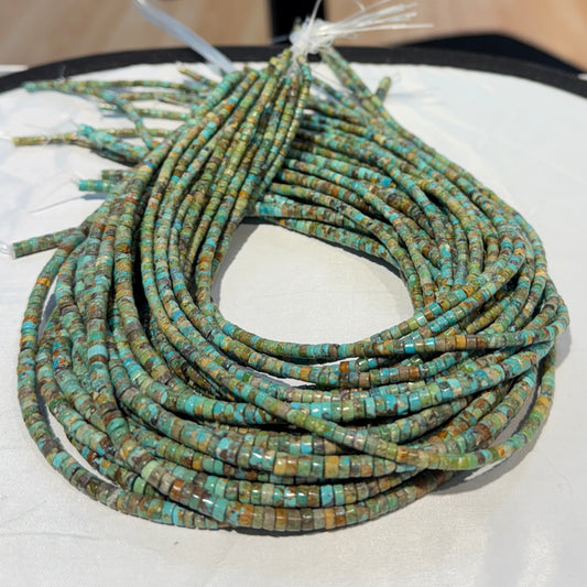 Turquoise Kingman Green mine Heishi Cut 16" Strands