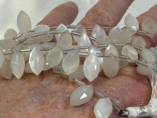 Moonstone faceted white marquise briolettes approx 7"  AAA quality lots of flash!