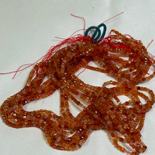 Vibrant Carnelian Faceted Cube Beads - 2 mm, 15" Strands