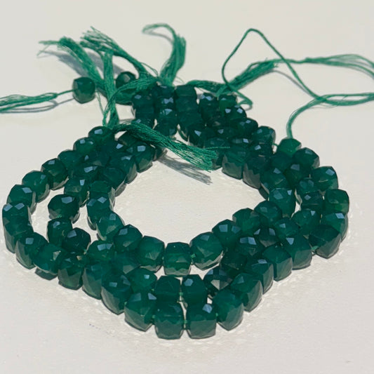 Green Onyx Faceted Cubes 7 mm approx 8" long