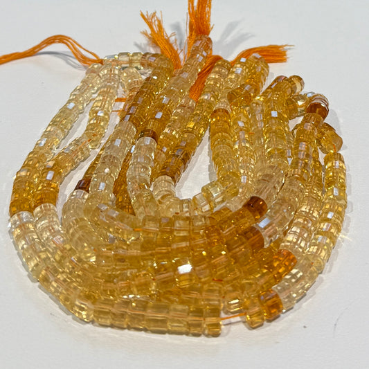 Citrine Umbre 7 mm Flat Faceted Tire cut.  Approx 15", All Natural and incredible