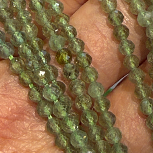 Peridot 4 mm faceted round beads 15" strands