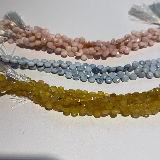 Peruvian Opal Briolettes, approx 7 mm 8" strands