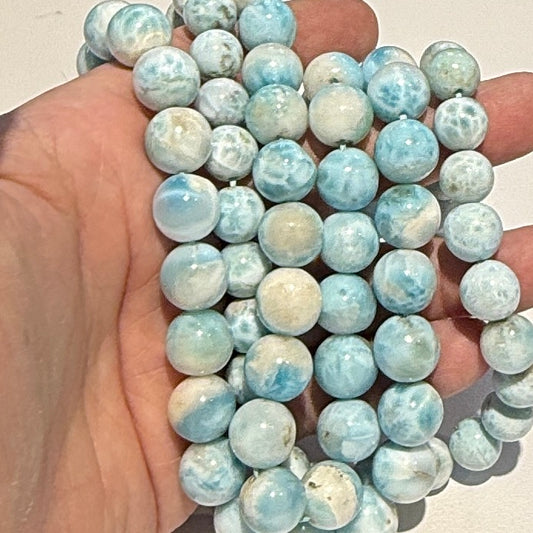 Larimar Round Beads AAA quality 2 sizes available!  15" strands