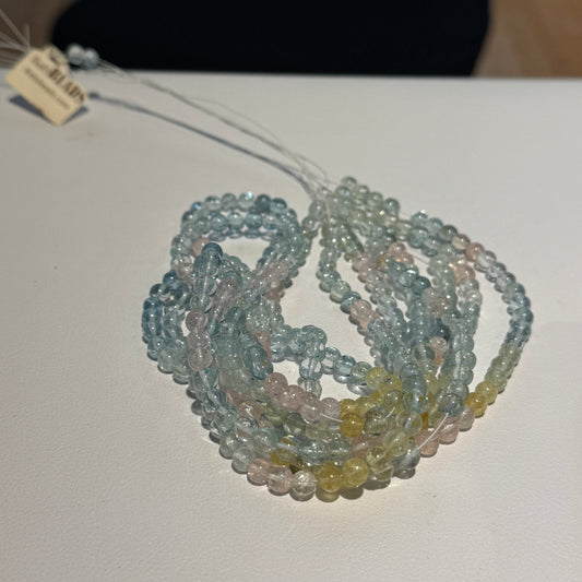 Aquamarine/Morganite/Golden Beryl mix 5 mm 15" strands!  Top Quality