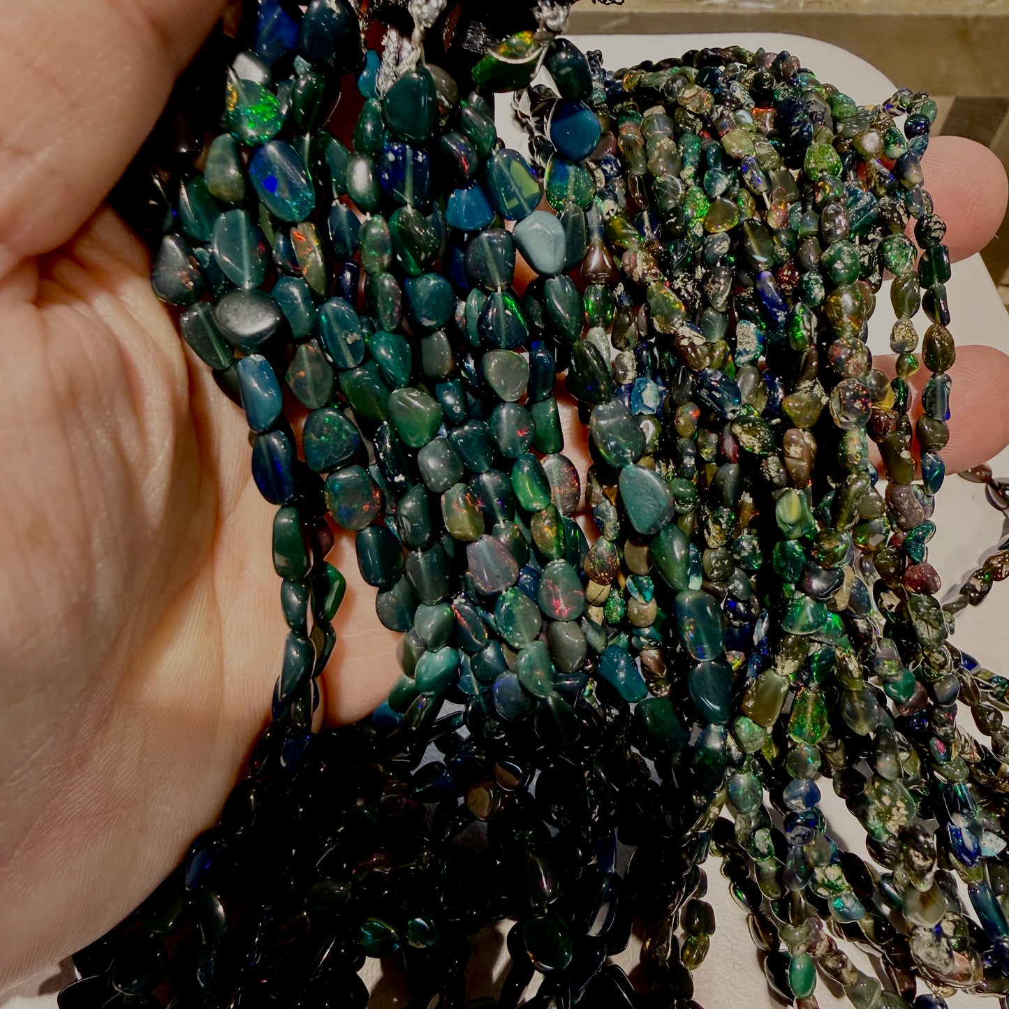 Black opal Freeform shape beads (Smoke Treated) 15" strands from Ethiopia