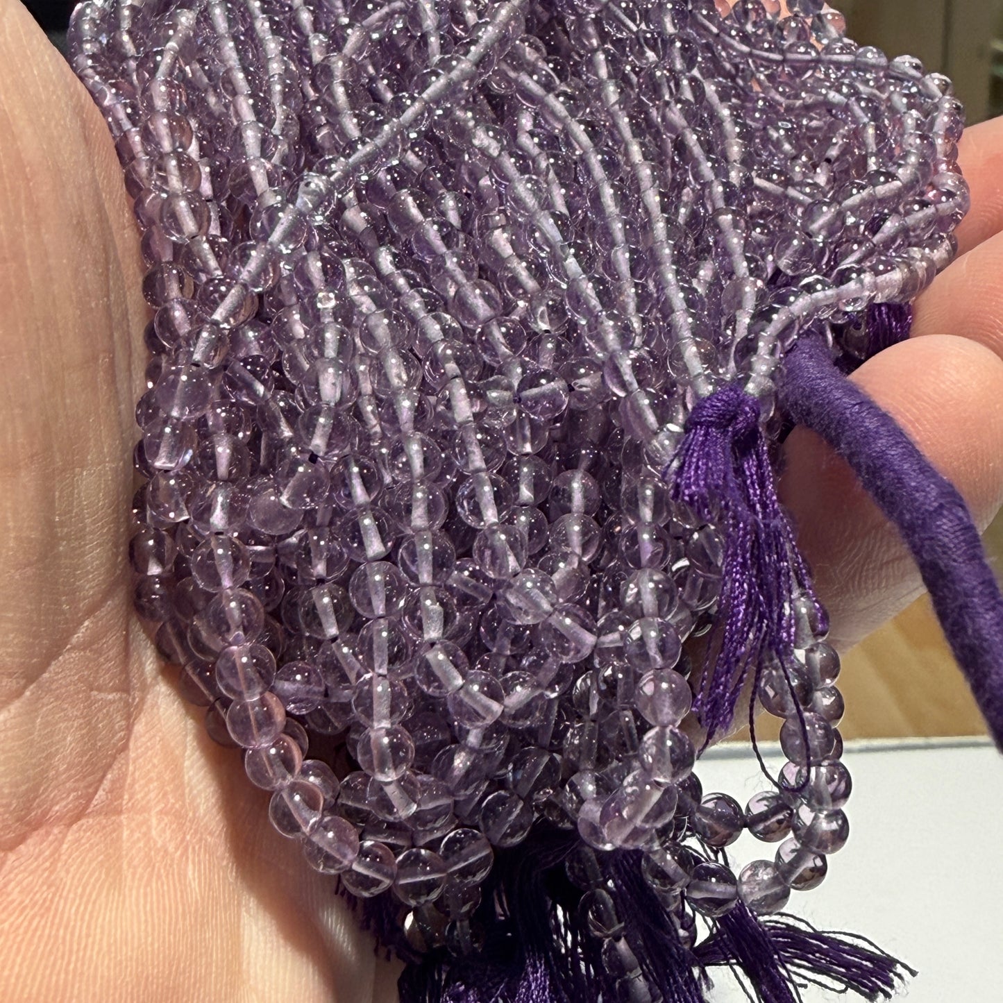 Amethyst Round beads approx 3.5-3.7mm 15" strands, mid color, all natural!