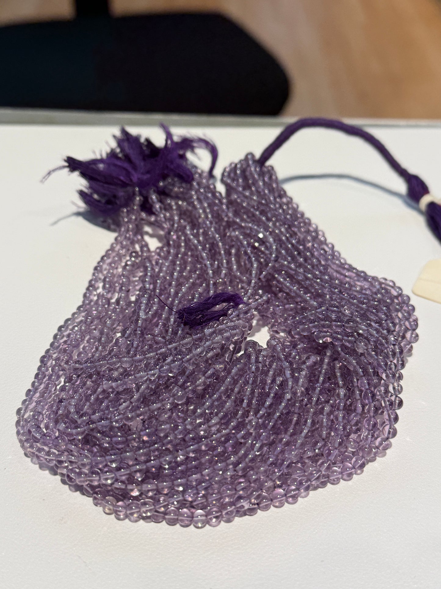 Amethyst Round beads approx 3.5-3.7mm 15" strands, mid color, all natural!