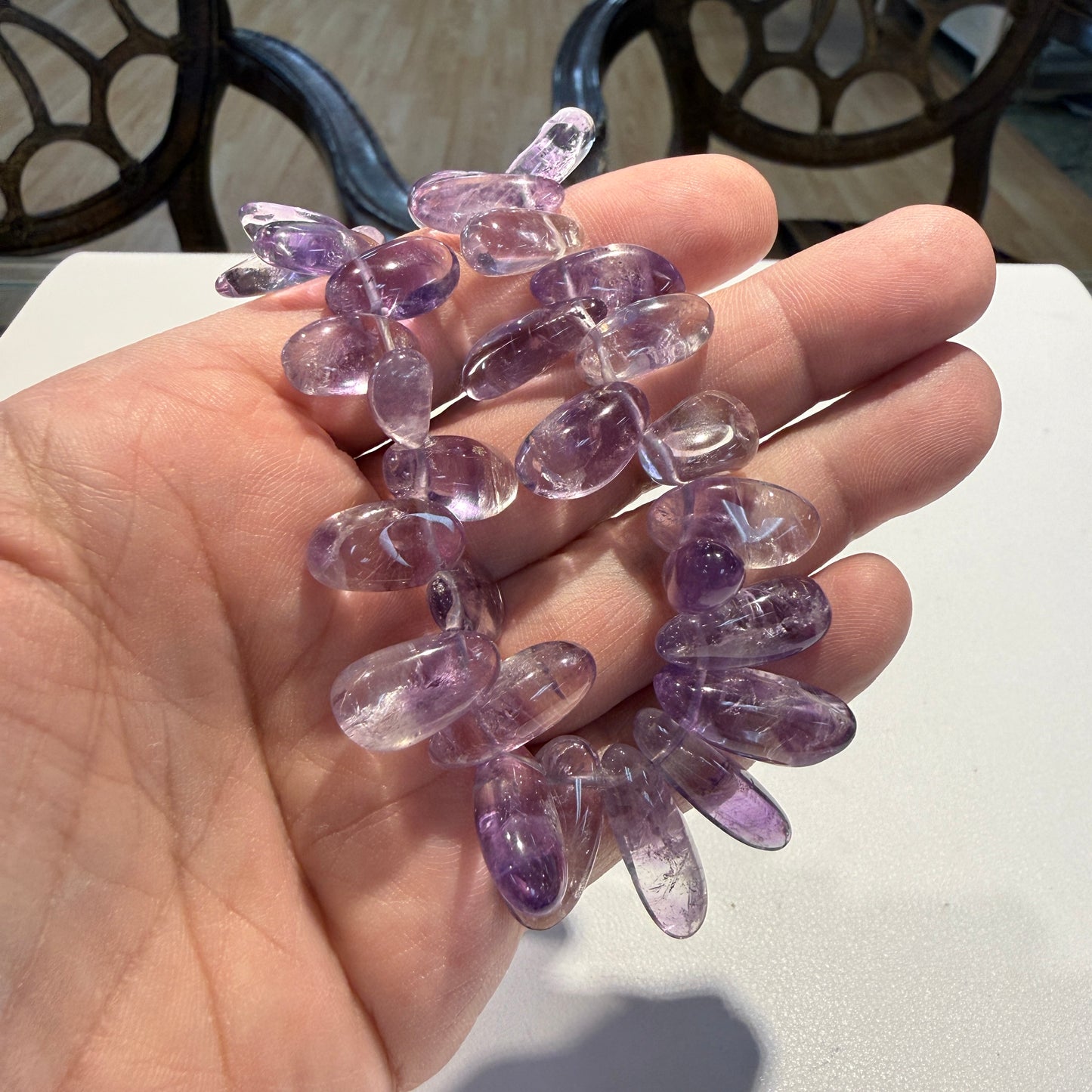 Amethyst  "Paddle Shape" Necklaces approx 15".  No Treatments, all natural from Brazil!