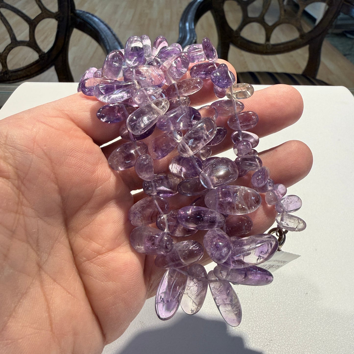 Amethyst  "Paddle Shape" Necklaces approx 15".  No Treatments, all natural from Brazil!