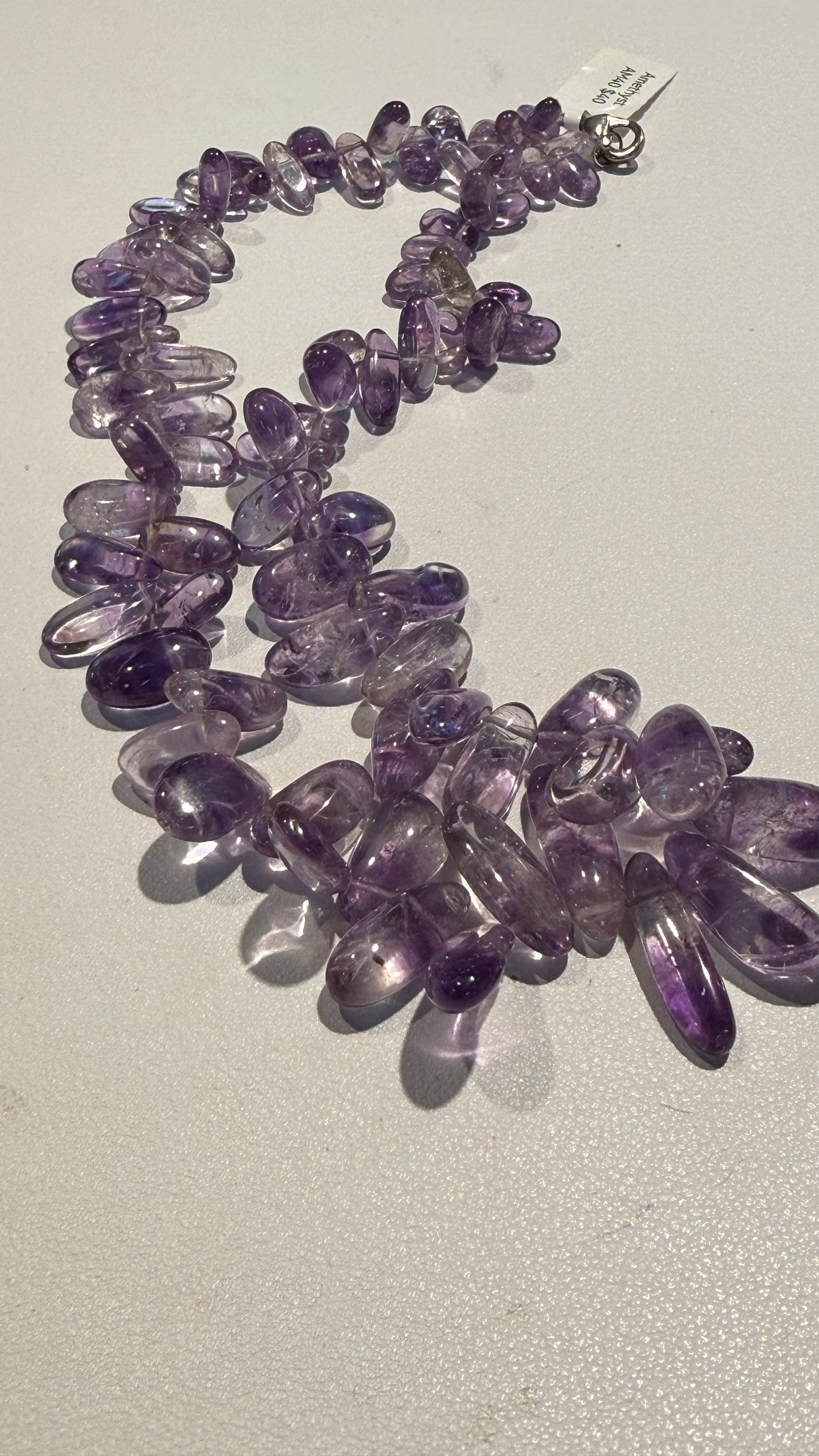 Amethyst  "Paddle Shape" Necklaces approx 15".  No Treatments, all natural from Brazil!