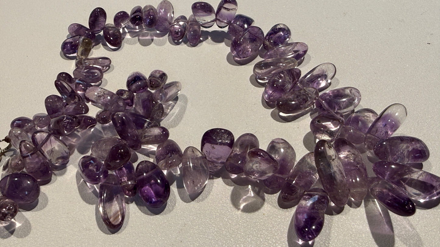 Amethyst  "Paddle Shape" Necklaces approx 15".  No Treatments, all natural from Brazil!
